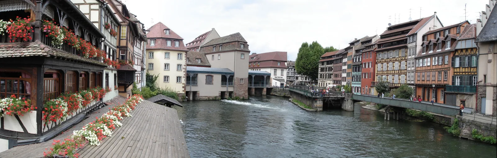 A canal and half-timbered houses in Strasbourg’s Petite France district.